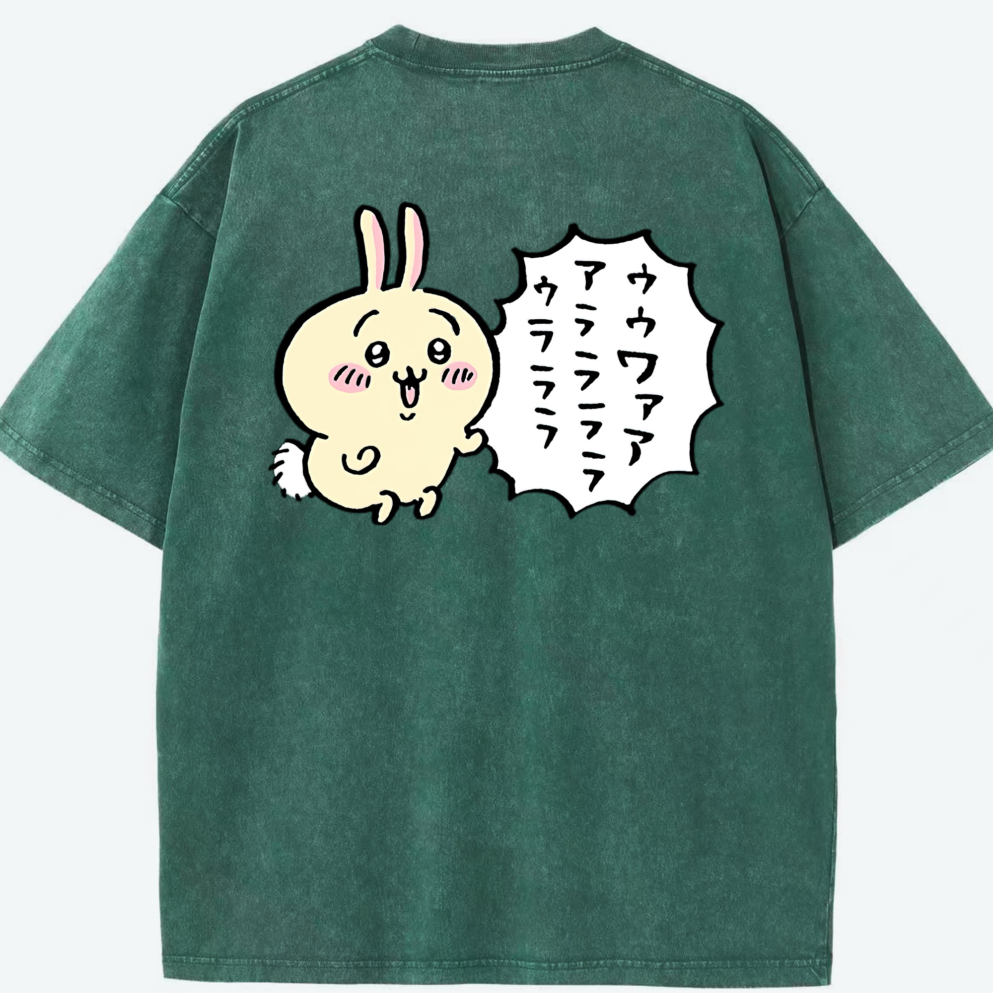 （画像用） ちいかわ うさぎ Chii-kawa usagi 綿100% ヴィンテージ風 半袖Tシャツ（背面プリント）
